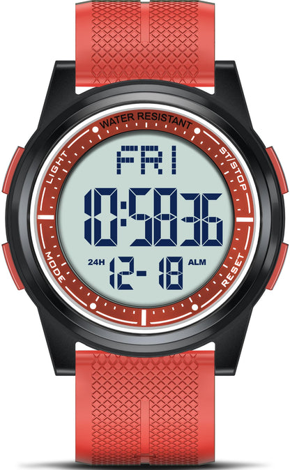 HOTBeeasy Digital Watch for Men Women, 50M Waterproof, Ultra-Thin & Lightweight, 44mm Silicone Sports Watch with Alarm, Stopwatch, Countdown, Ideal for Gym, Running, School, Daily Wear