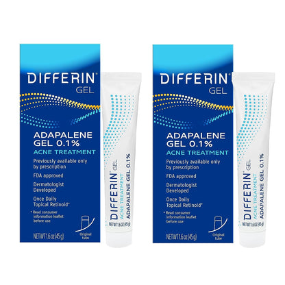 HOTDifferin Acne Treatment Gel, 30 Day Supply, Retinoid Treatment for Face with 0.1% Adapalene, Gentle Skin Care for Acne Prone Sensitive Skin, 15g Tube (Packaging May Vary) | 30-Day Supply, OTC Retinoid, Clears Acne & Prevents Breakouts, Gentle For Sensi