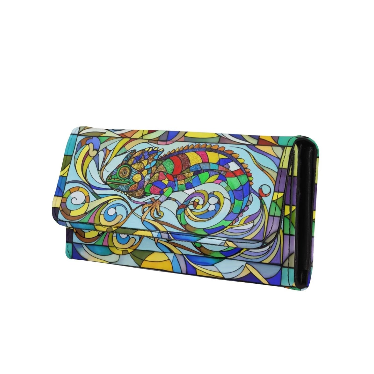 HOTNorth Cardinals Bird Women Wallet Long Trifold Checkbook Wallets with Zipper Pocket, Mosaic Art Birds Flowers Credit Card Holder PU Leather Billfold Wallet Purse