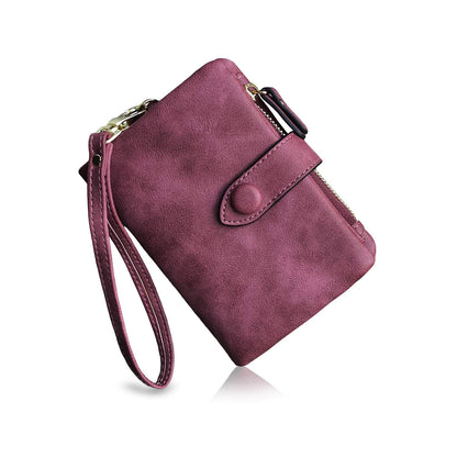 HOTPofeeXIO Womens Small Bifold Leather Wallets RFID Ladies Wristlet with Card Slots id Window Zipper Coin Purse | Small