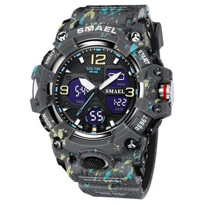 HOTGosasa Men's Large Face Outdoor Sports Watches Military S-Shock Watch Waterproof, Backlight, Alarm, Stopwatch Features - Rugged Wristwatch for Training, Hiking, and Adventure