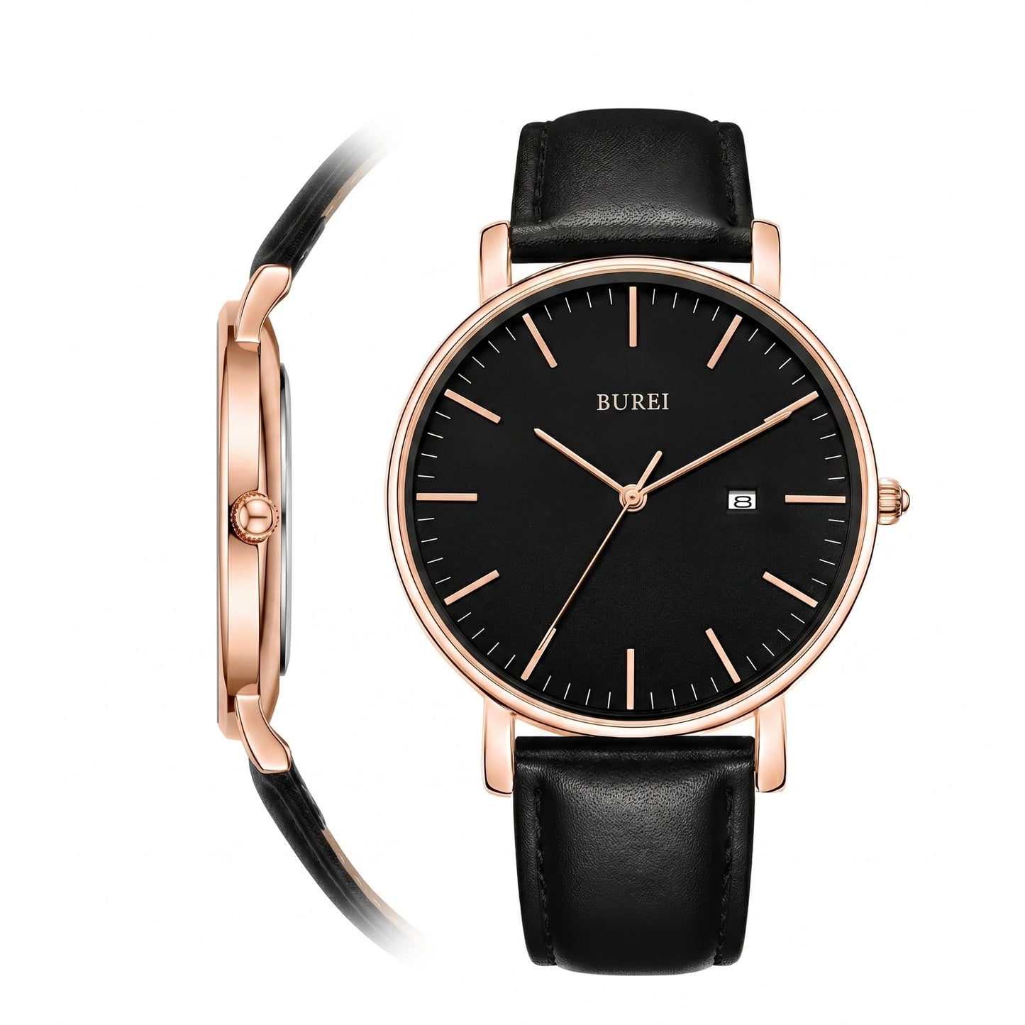 HOTBUREI Ultra Thin Minimalist Men Watch, All Black Stainless Steel Mesh Band,Analog Waterproof Casual Business Wristwatch, Gift for Father