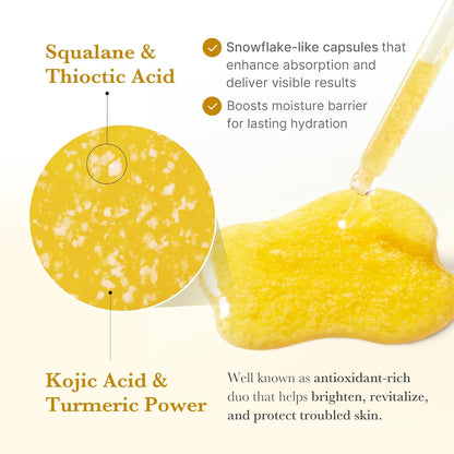 HOTmedicube Kojic Acid Turmeric Clarifying & Balancing Capsule Serum for Troubled Skin | Soothing & Brightening Facial Serum | Niacinamide & Glow Capsules for Hydration and Barrier Support | 1.01 fl.oz
