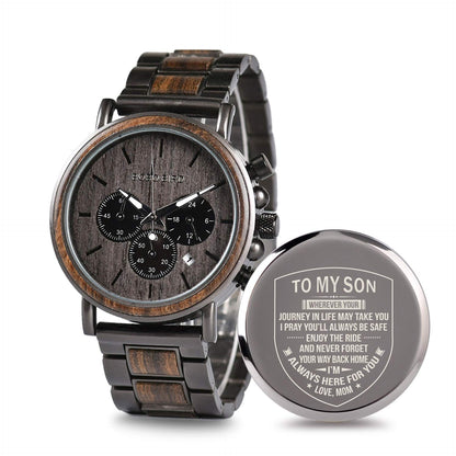HOT2win Engraved Wooden Watch for Boyfriend My MAN Fiancé Husband Customized Personalized Wood Watches for Men Birthday Anniversary Personalized Watch
