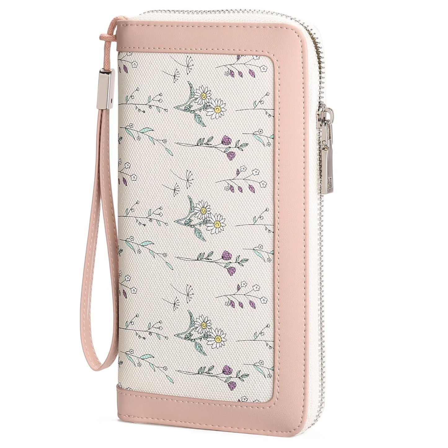 HOTGAEKEAO Wristlet Wallets for Women RFID Blocking Large Capacity Clutch Wallet Vegan Leather Zip Around Ladies Long Purse