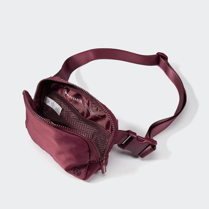 HOTPander Two Way Zipper Fanny Pack Nylon Everywhere Belt Bag for Women, Water Repellent Waist Packs, Crossbody Bags with Adjustable Strap (Red Merlot).