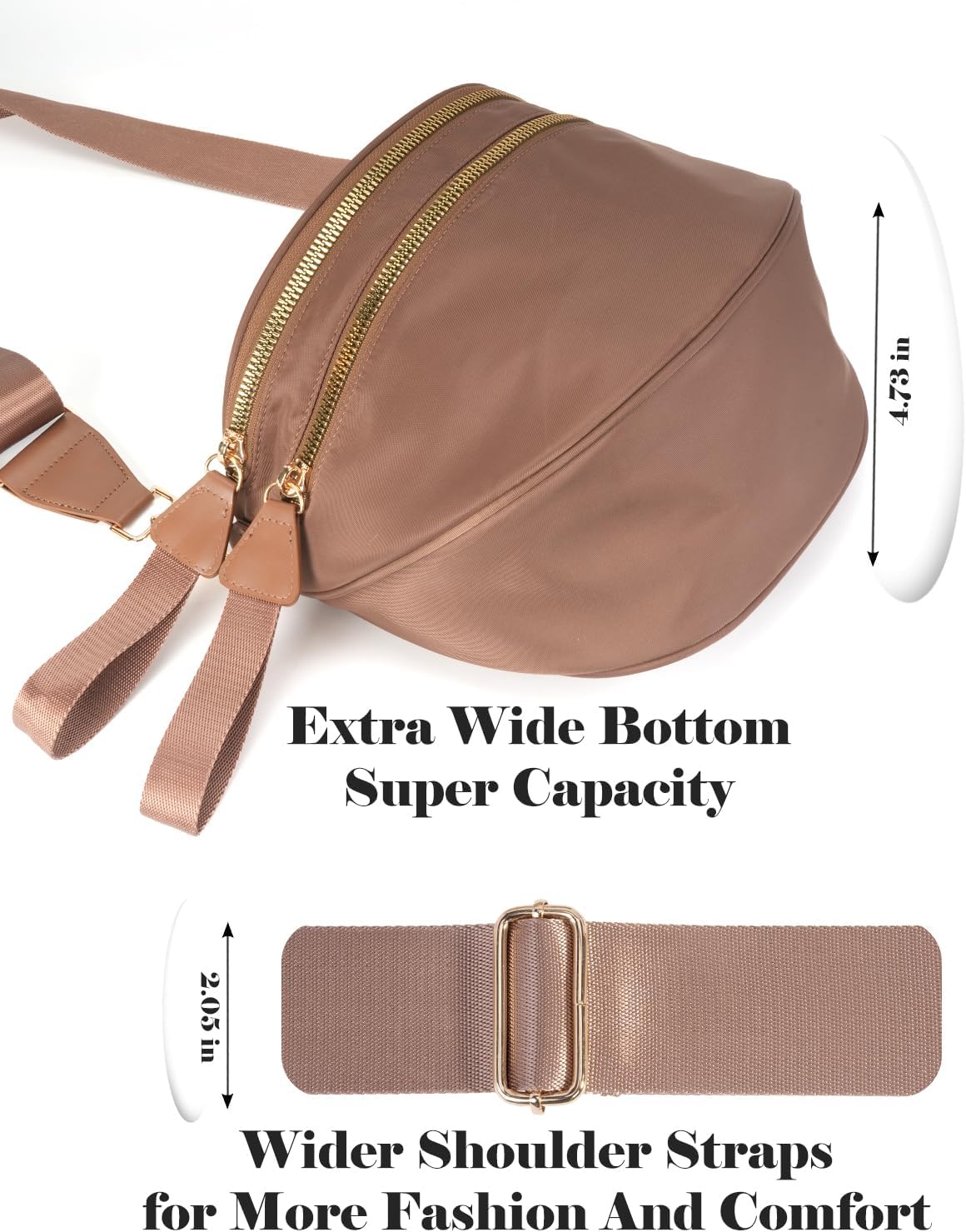 HOTPure Colour Crossbody Bag Bum Bag for Women,Spacious Purse Fanny Packs Belt Bag,Oversized Bum Bag (Colour Bum Bag-Coffee)
