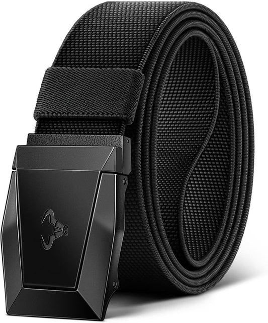 HOTBULLIANT Stretch Tactical Web Belt For Men-Trimmable 1.5"-Adjustable Fit | Smooth Sliding | Adjustable for Precise Fit | Tailored Size | Rugged Nylon for Heavy Duty, Hiking, Hunting
