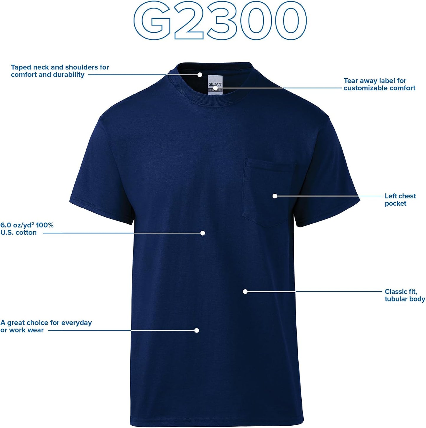 HOTGildan Adult Ultra Cotton T-Shirt with Pocket, Style G2300, 2-Pack