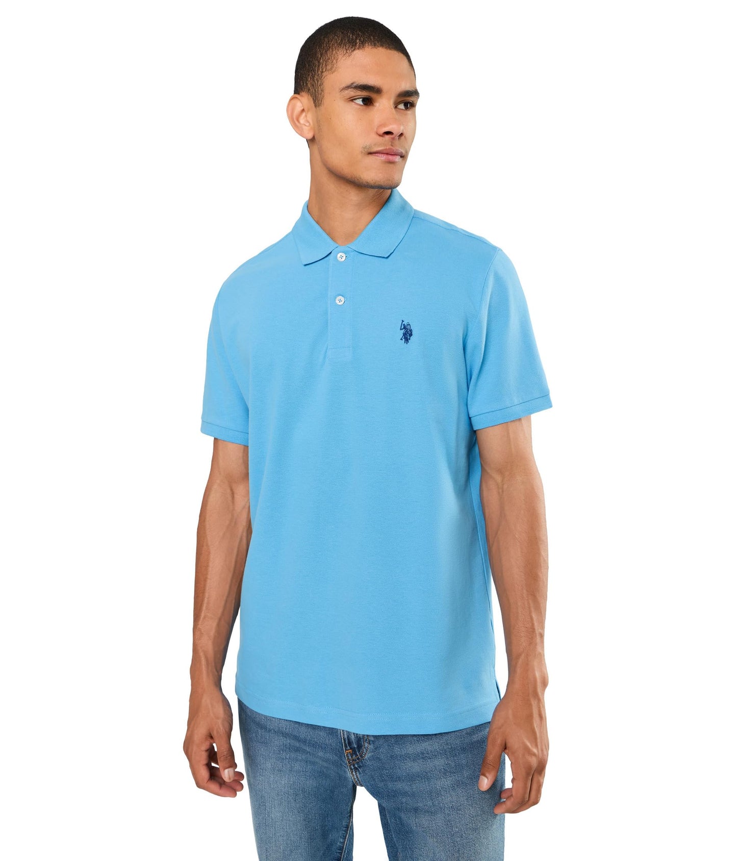 HOTU.S. Polo Assn. Men's Classic Polo Shirt, Two-Button Closure Pique Polo Shirt, Summer Fashion Golf Shirt | Two-Button Closure Pique Polo Shirt, Summer Fashion Golf Shirt