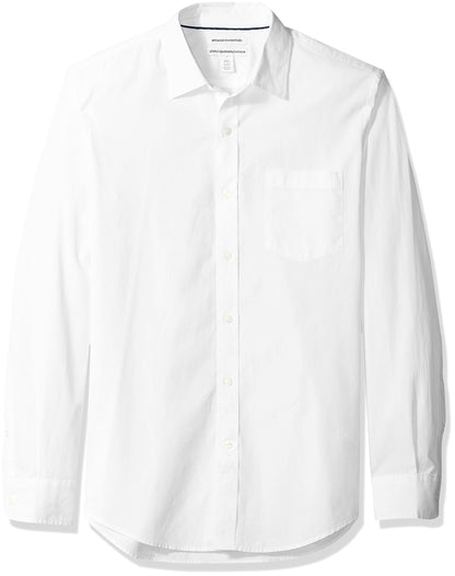 HOTAmazon Essentials Men's Regular-Fit Long-Sleeve Casual Poplin Shirt, Button Front, Business Casual, Collared