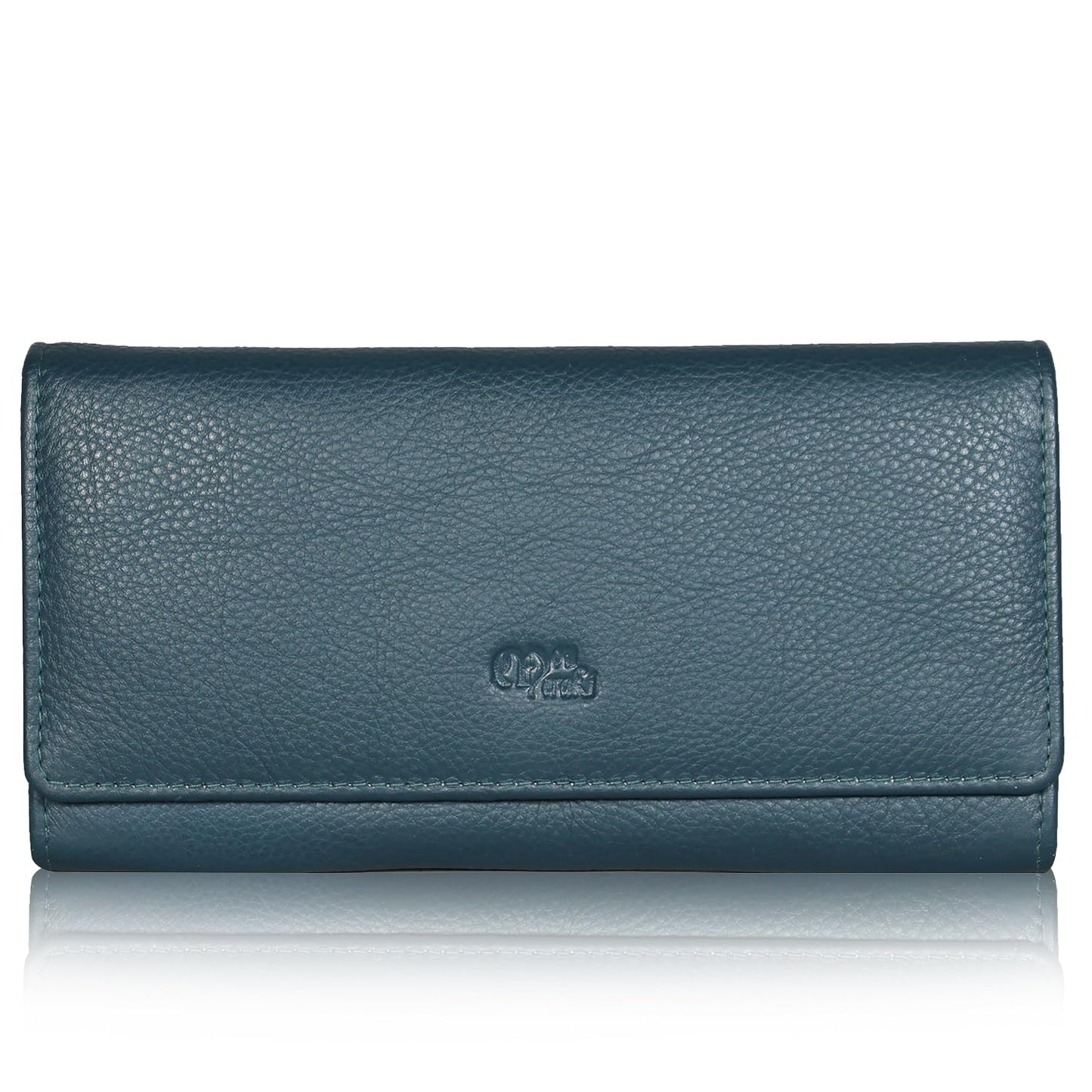HOTWomen's Top Grain Leather Wallet, RFID Blocking Bifold clutch, 17 Card Slots, Zip Pocket Organizer, Elegant Gift for Women — Birthday, Valentine, Anniversary - TAUPE