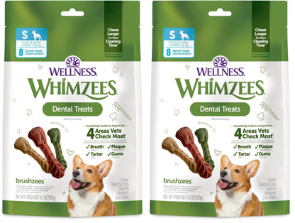 HOTWhimzees Wellness Brushzees Natural Dog Dental Treat, VOHC Accepted Chews, Freshens Breath, Extra-Small Size, 12.7 oz Bag, 48 Count