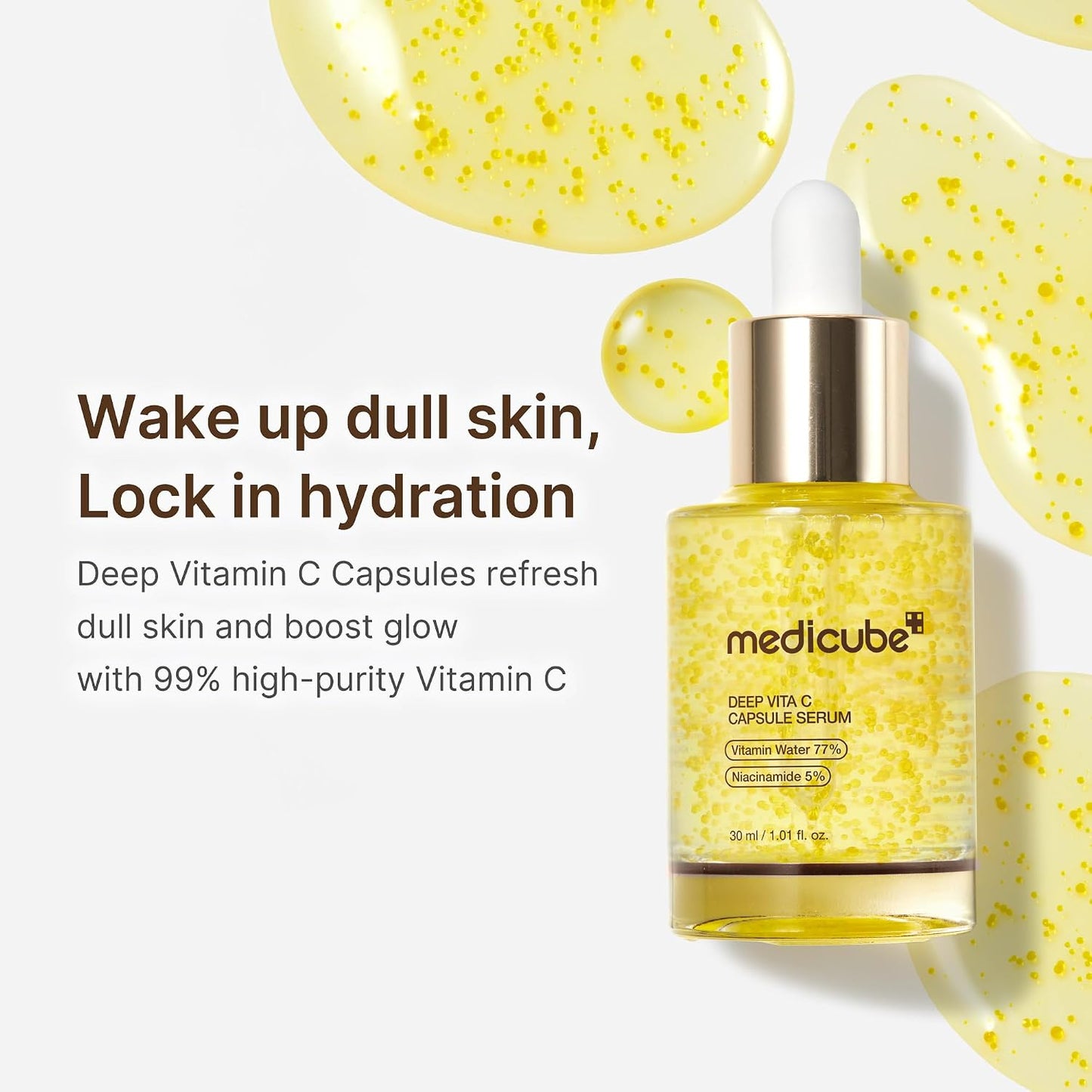 HOTmedicube Deep Vitamin C Capsule Serum, 1.01 fl.oz | Vitamin C Serum for Dull & Uneven-Looking Skin - Liposome Capsules for Smooth, Radiant Texture, Korean Skincare