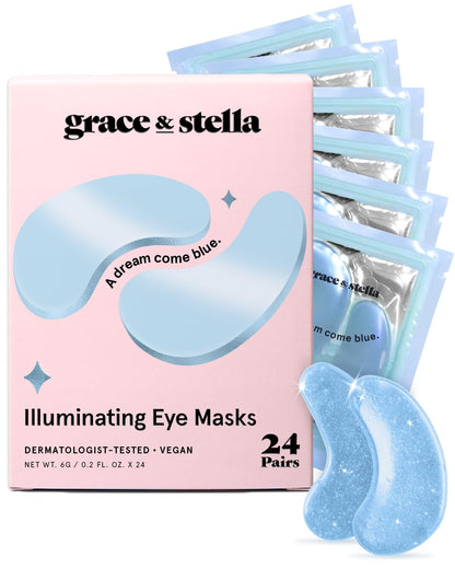 HOTgrace & stella Award Winning Under Eye Mask - Birthday Gifts for Women - Gel Eye Patches for Dark Circles, Puffy Eyes, Undereye Bags - Gifts for Mom - Vegan Self Care (24 Pairs, Gold)