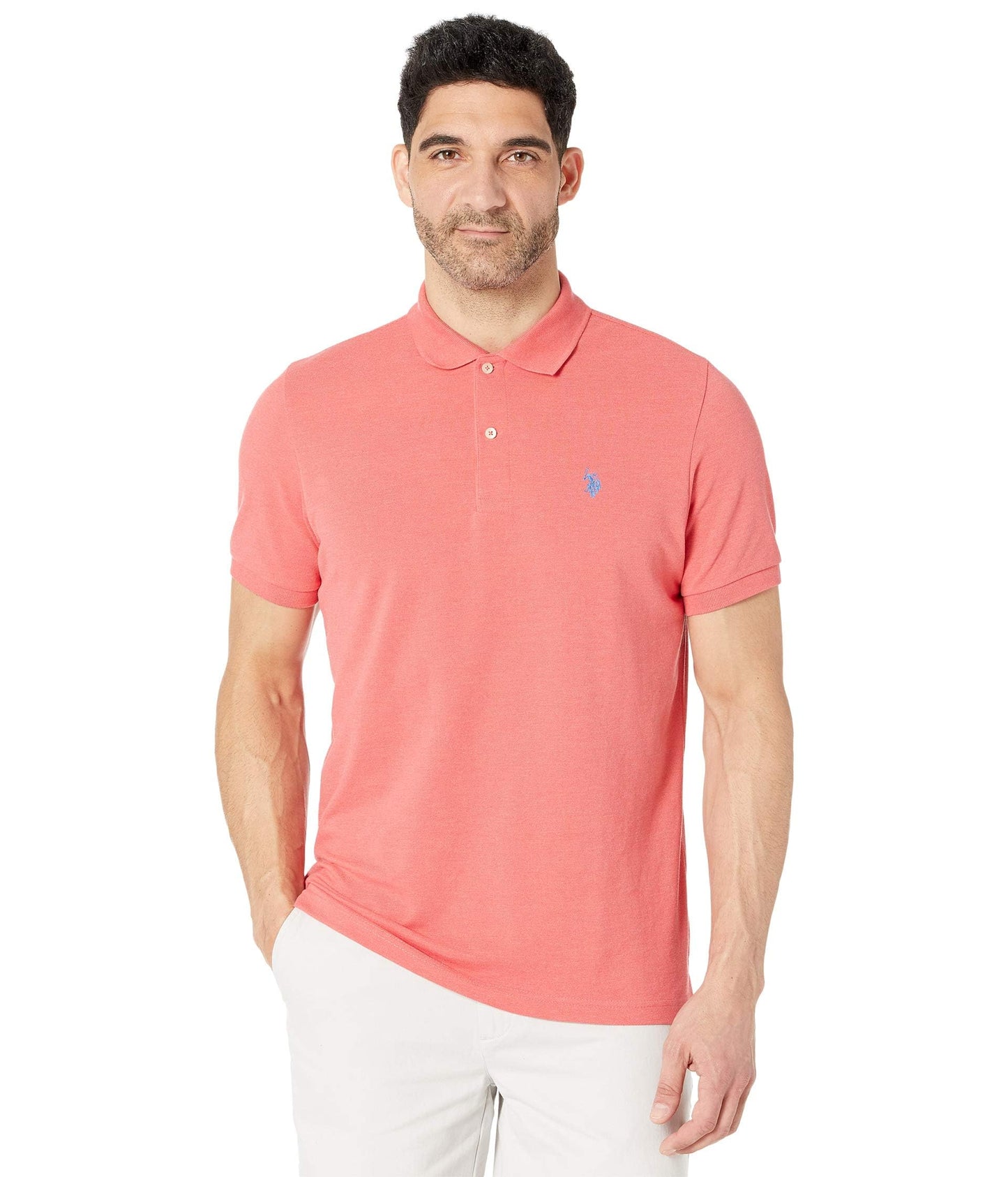 HOTU.S. Polo Assn. Men's Classic Polo Shirt, Two-Button Closure Pique Polo Shirt, Summer Fashion Golf Shirt | Two-Button Closure Pique Polo Shirt, Summer Fashion Golf Shirt