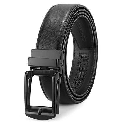 HOTBOSTANTEN Mens Belt Leather Ratchet 1 3/8'' Belt For Men Gift Dress and Casual with Adjustable Buckle, Trim to Fit