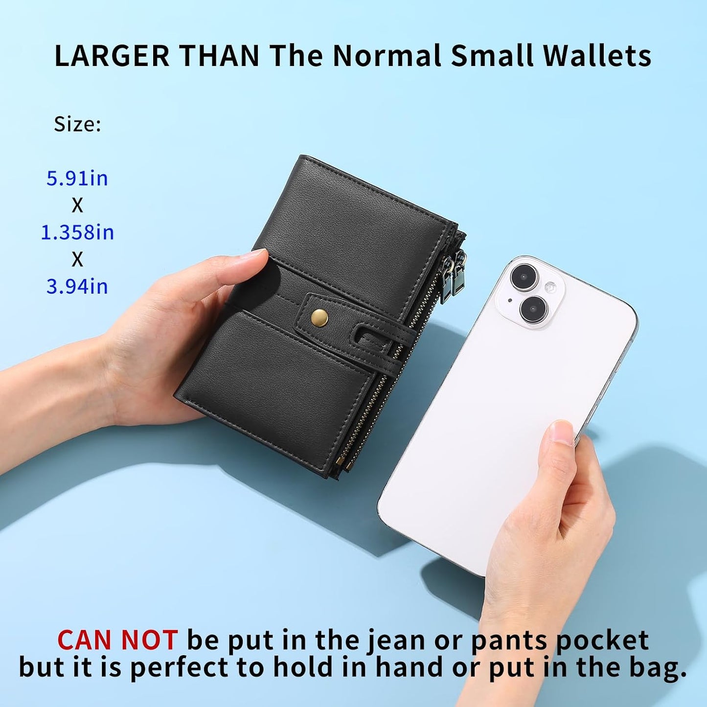 HOTGAEKEAO Wallets for Women Leather RFID Blocking Bifold Double Zipper Pockets Wallet Card Case Purse with 4 ID Windows