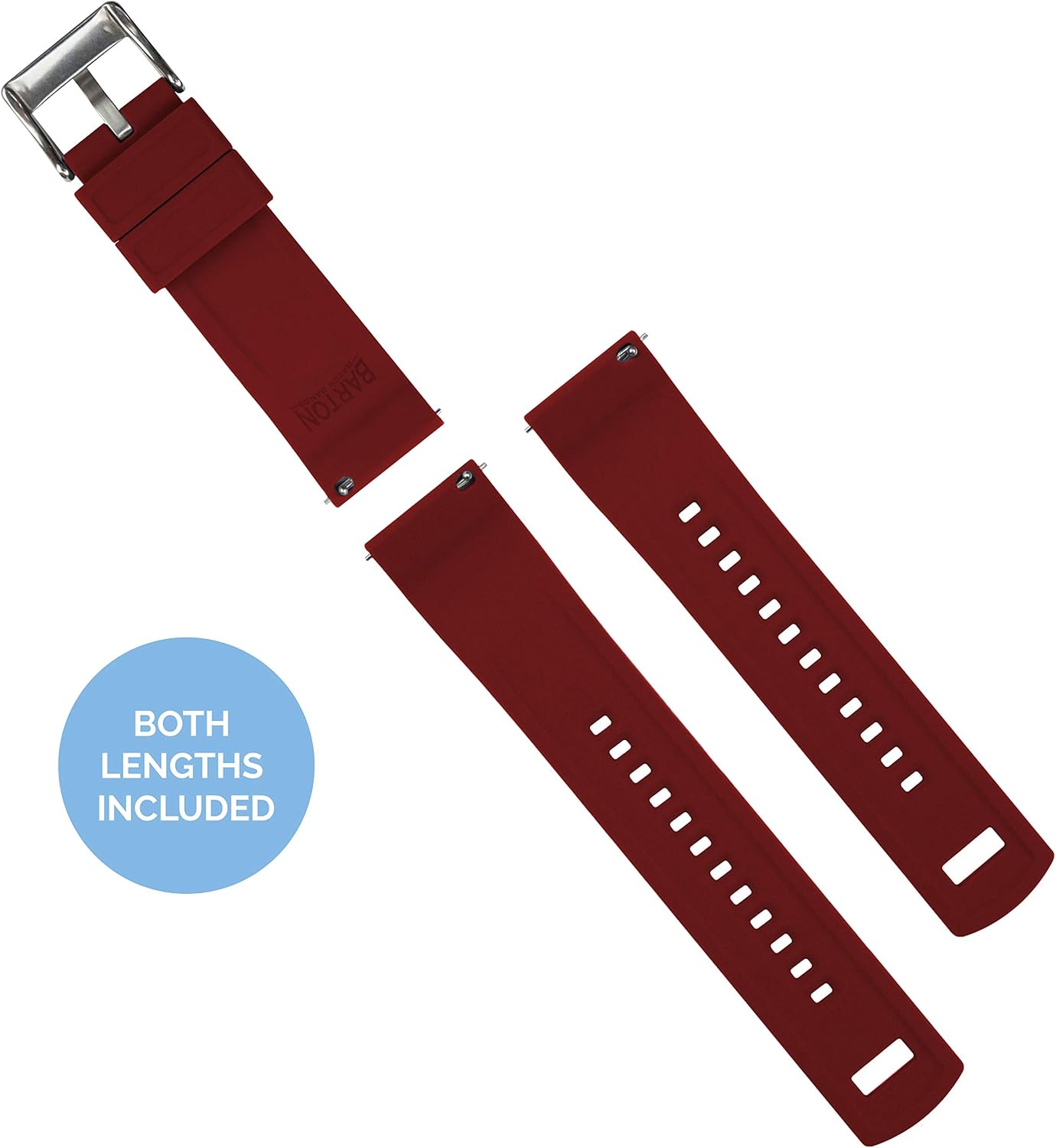 HOTBARTON Elite Silicone Watch Bands - Quick Release - Choose Strap Color & Buckle Color (Stainless Steel, Black PVD or Gunmetal Grey) - 18mm, 20mm, 22mm & 24mm Watch Straps