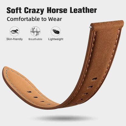 HOTGEAK 20mm 18mm 22mm Leather Band Compatible with Garmin Vivoactive 5/6/4/3 Watch Bands, Venu 4/Venu 3S/2S, Quick Release Vintage Genuine Leather Strap for Venu 3/2/Forerunner 265/165 Men Women