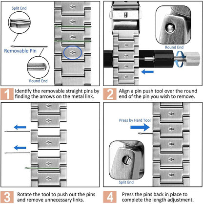 HOTWOCCI 22mm Heavy-duty Metal Watch Band for Men, 316L Stainless Steel, Double Locking Deployant Clasp (Silver)
