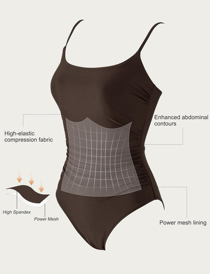 HOTSUUKSESS Women One Piece Tummy Control Swimsuit Crisscross Backless Bathing Suit