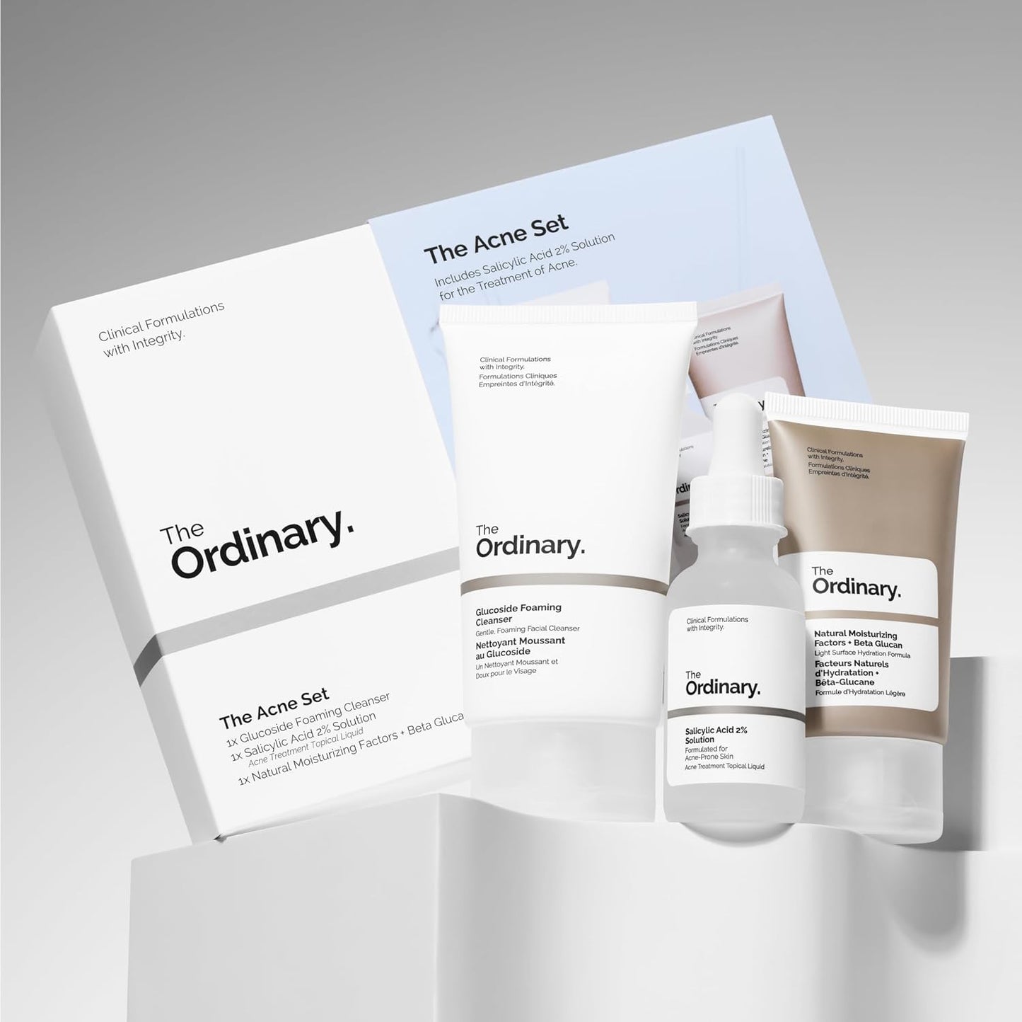 HOTThe Acne Set, 3-Step Skin Regimen with Glucoside Foaming Cleanser, Salicylic Acid 2% Solution, and Natural Moisturizing