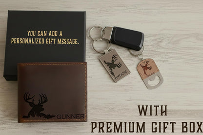 HOTCustom Wallet for Men, Personalized Genuine Leather Engraved Mens Wallet, Birthday & Christmas Gifts For Men Him Dad Son Boyfriend Husband, Gifts for Valentines Day & Fathers Day