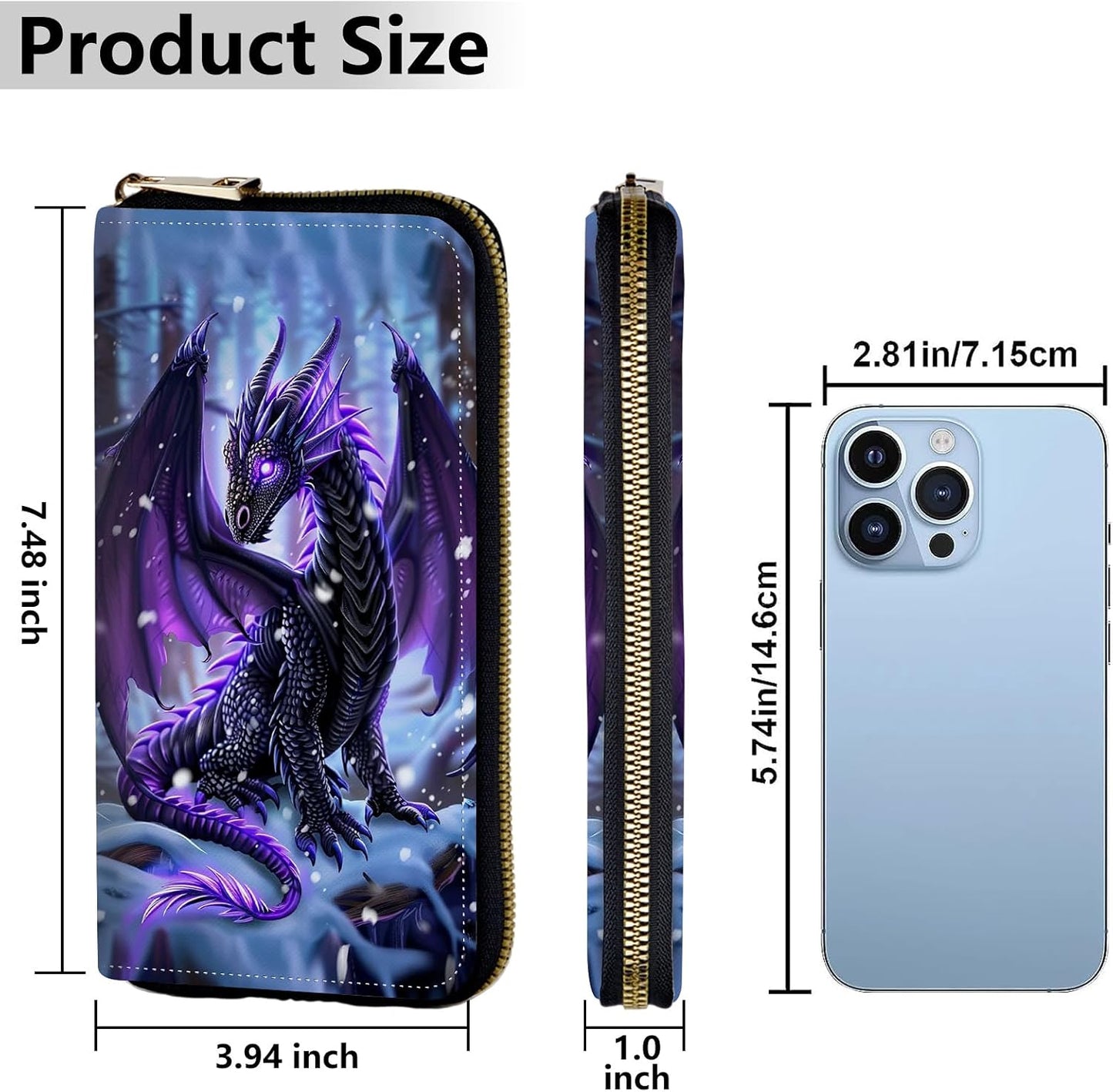 HOTWomen's Wallets,Credit Card Holder Money Leather Long Wallet with Wristlet,Large Capacity with Zip-Around Phone Purse for Women Ladies Girls,Cute Little Dragon