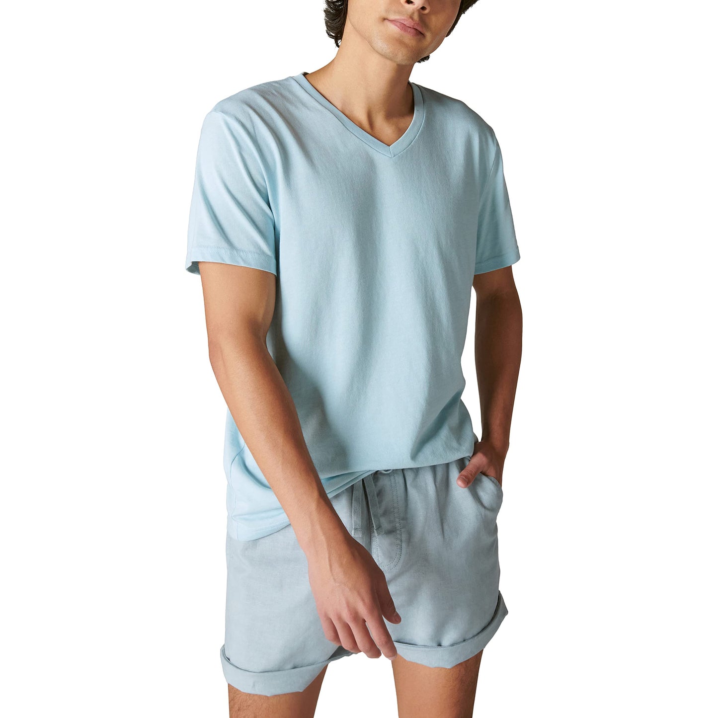 HOTLucky Brand Men's Venice Burnout V Neck Tee