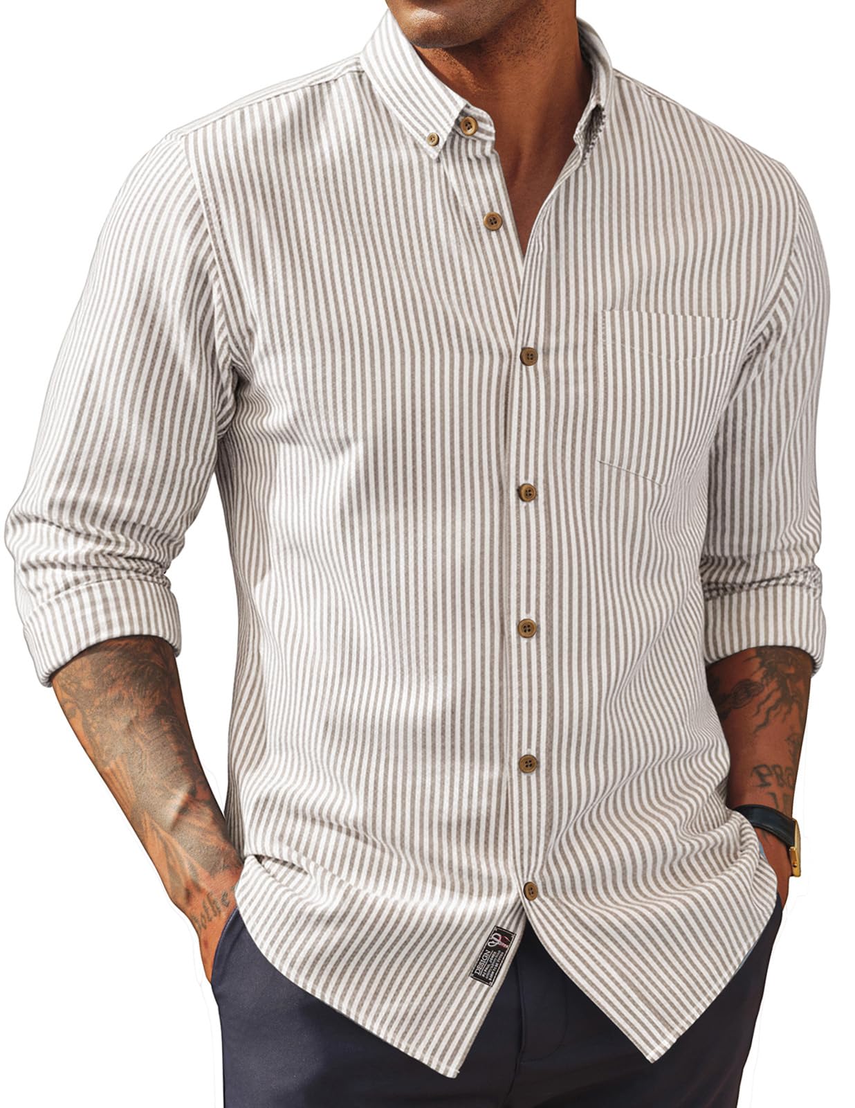 HOTPJ PAUL JONES Mens Dress Shirts Linen Button Down Business Casual Shirts | Long Sleeve, Classic Fit, Cotton Linen, Untucked Shirts for Beach Summer Wedding,Spring Fall Winter, Lightweight with Pocket