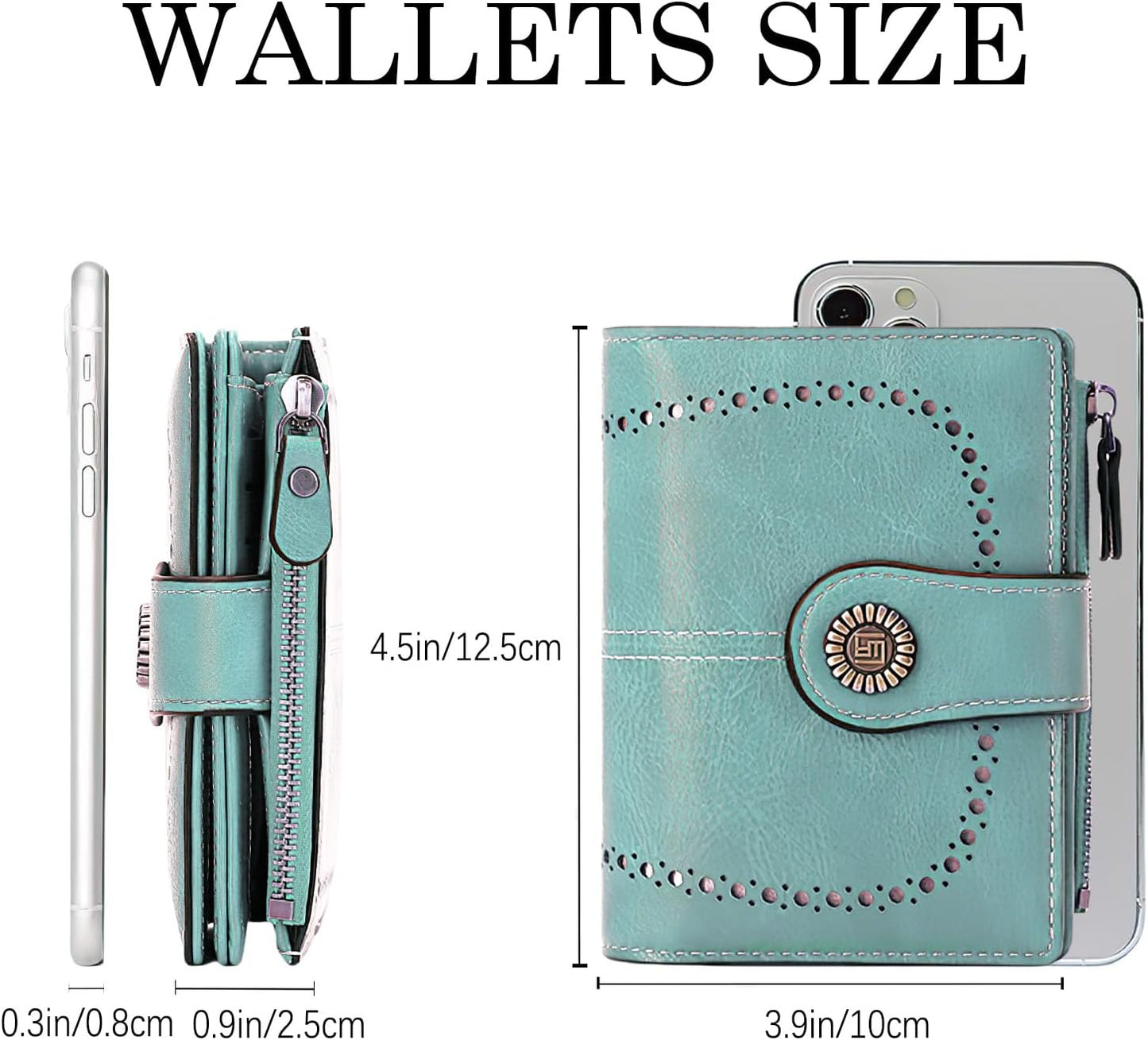 HOTWomens Wallet Leather Bifold Rfid Blocking Wallet Credit Card Holder Wallets for Women with Zipper Pocket Blue