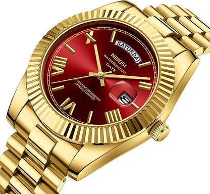 HOTNIBOSI Men Watches Analog Quartz Stainless Steel Rose Gold Silver Watches for Men Waterproof Business Classic Desiger Wrist Watch with Day Date