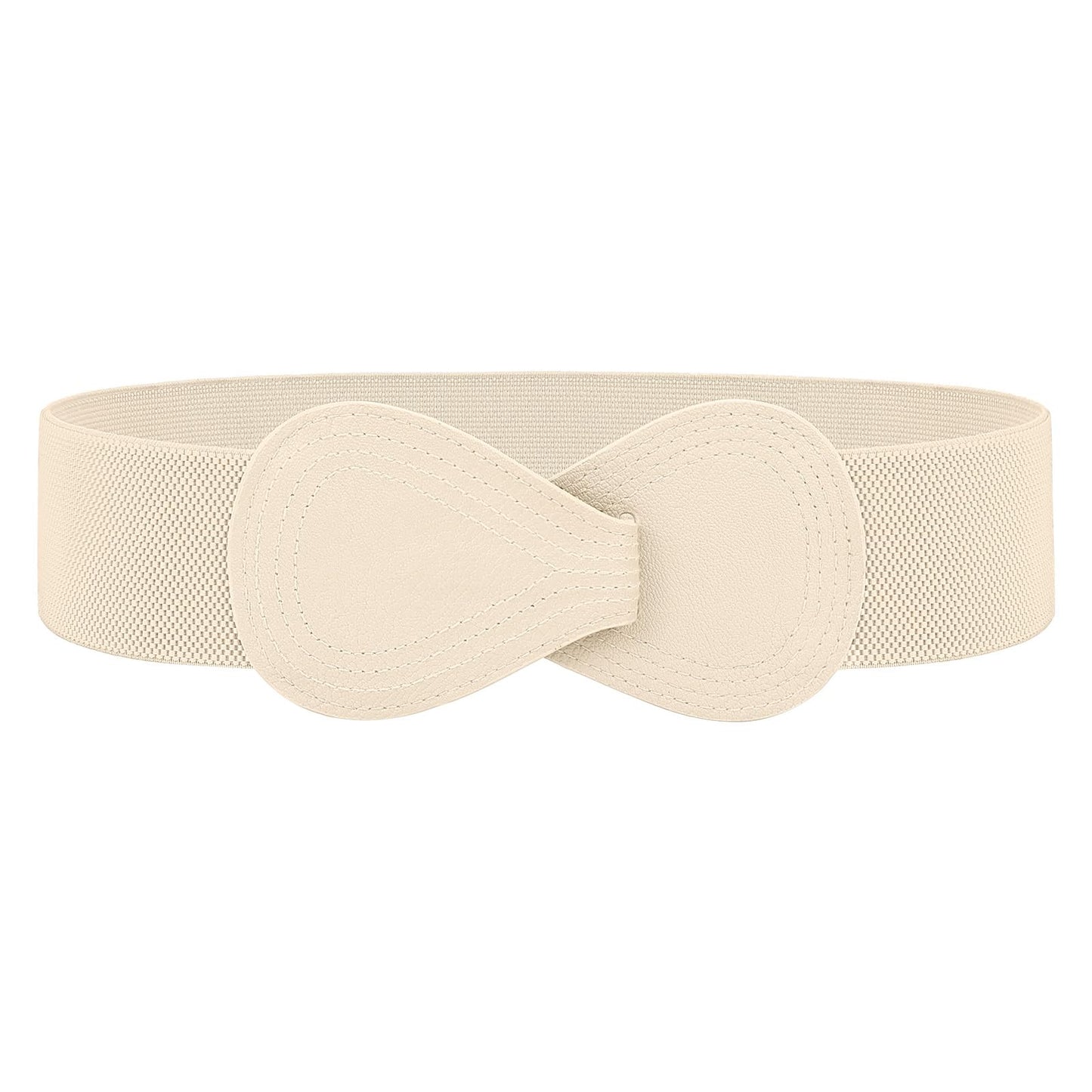 HOTWHIPPY Women Wide Elastic Belt Ladies Stretch Dress Belt Fashion Waistband with 8-shaped Interlock Leather Buckle