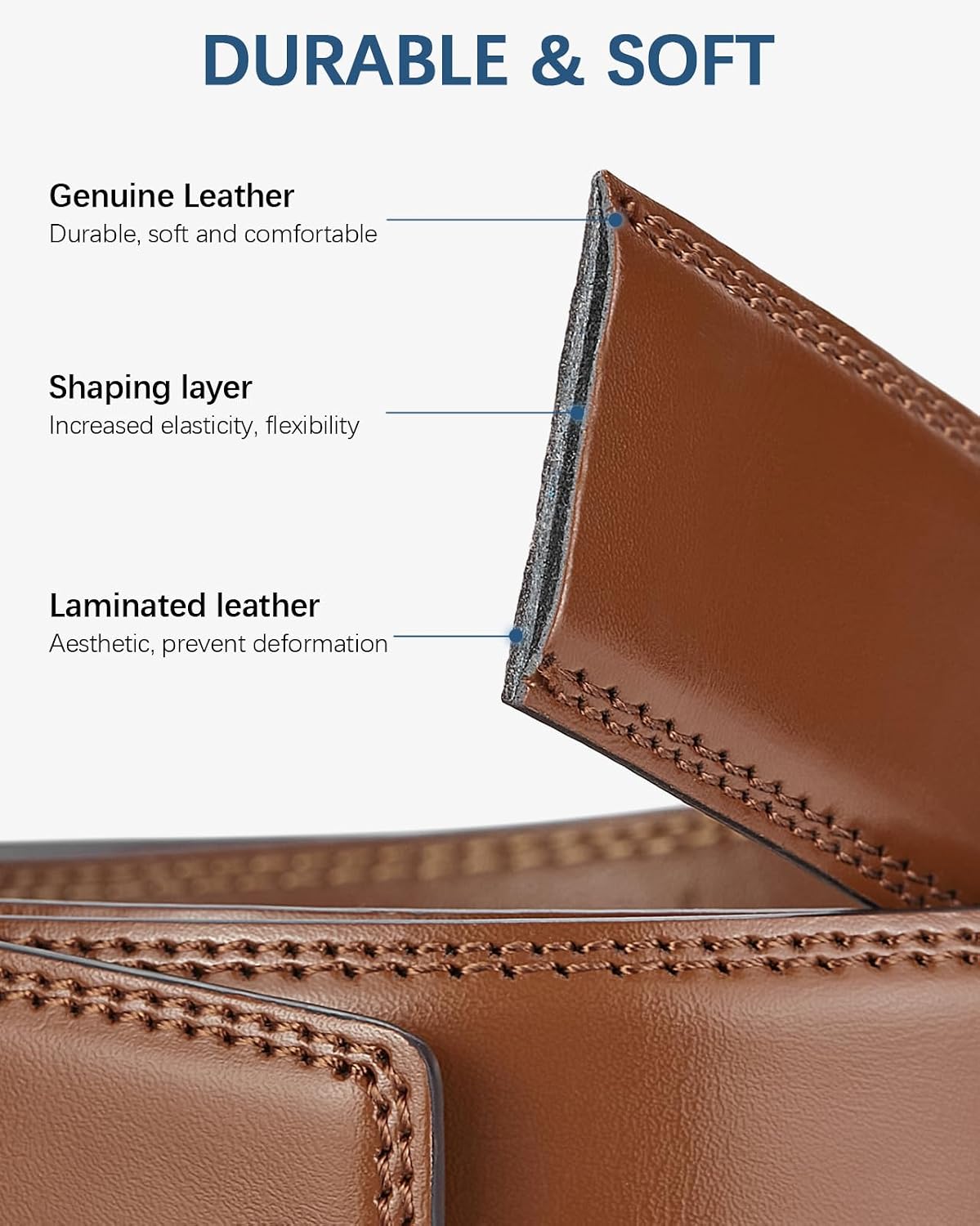 HOTBOSTANTEN Mens Belt Leather Ratchet Belt For Men Dress and Casual with Adjustable Buckle, Trim to Fit