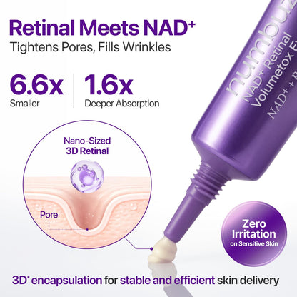 HOTnumbuzin No.9 NAD+ Retinal Eye Cream for Anti-Aging, Pore Minimizer, Wrinkles, Firmer Skin with Retinoid, Peptides & Niacinamide, Gentle Retinal, Korean Eye Cream, 0.67 fl. oz.