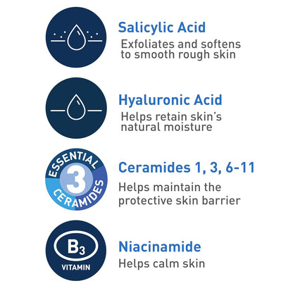 HOTCeraVe, Renewing Salicylic Acid Cleanser, Formulated with Hyaluronic Acid, Niacinamide, and Ceramides, Gentle BHA Exfoliating Face Wash Smooths and Softens Skin, Non and Fragrance Free, 16 Ounce