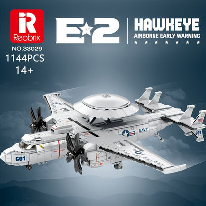 1144pcs Navy E-2 Early Warning Aircraft - Carrier-based Military Fighter Model Ornament Toy for Thanksgiving and Christmas Gifts