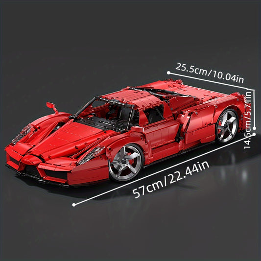 4301pcs Flame Cool Red Supercar Splicing Assembly Building Blocks Toy, 1:8 Series Racing Model Desktop Car Decoration, Office Decoration, Li