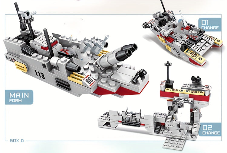 884pcs Army Marine Cruiser Warship Building Blocks Aircraft Holiday Gifts Thanksgiving, Halloween, Christmas Weapons Boat Building Blocks Ur