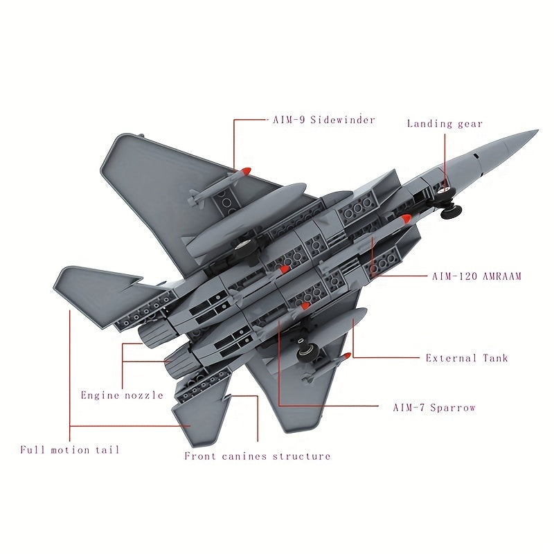 223pcs Military Fighter Classic Eagle Fighter Small Splicing Puzzle Building Blocks, Children's Collection Toys