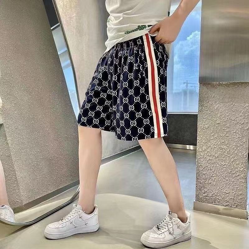 Full Letter Print Side Stripe Drawstring Casual Shorts