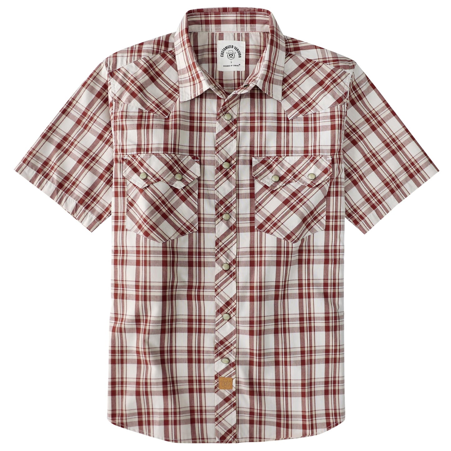 HOTDubinik® Pearl Snap Western Shirts for Men Short Sleeve Cowboy Men's Casual Shirt with 2 Sawtooth Pocket Vintage