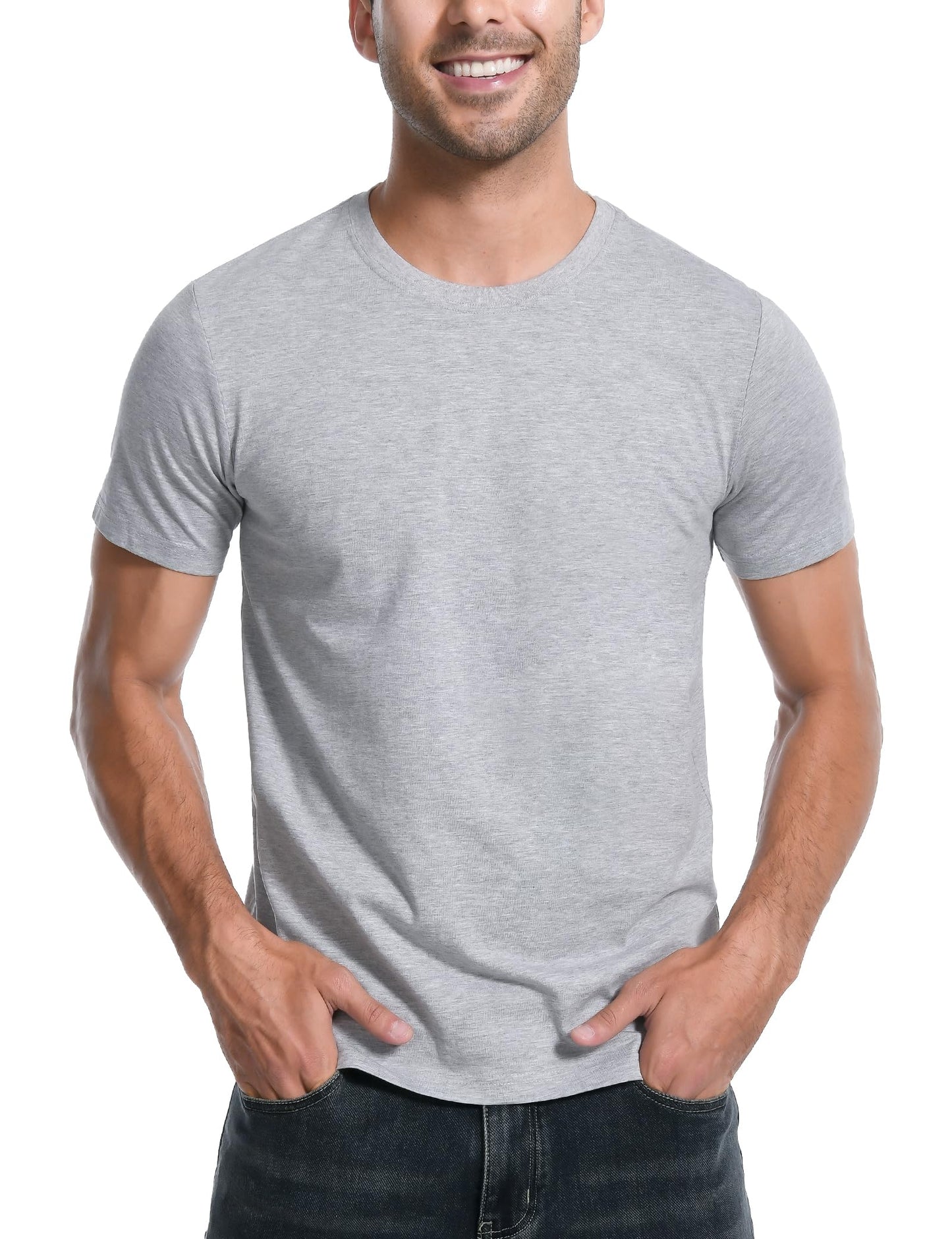 HOTPioneer Camp Mens Bamboo Shirts Ultra Soft Plain Tshirts for Men Cooling Crew Neck Casual Basic Tee Shirt Undershirt