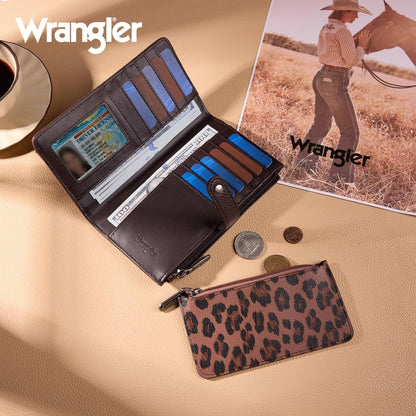 HOTMontana West X Wrangler Wallet Women Bifold Wallets, Card Cases & Money Organizers Leopard Print Credit Card Wallet Ladies Female Western Wallets with RFID Lining and Coin Purse