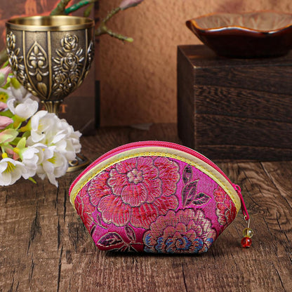 HOT24 Pcs Silk Coin Purse Zipper Purse Embroidery Sugar Jewelry Bag Lipstick Container Coin Wallet Gift Bag
