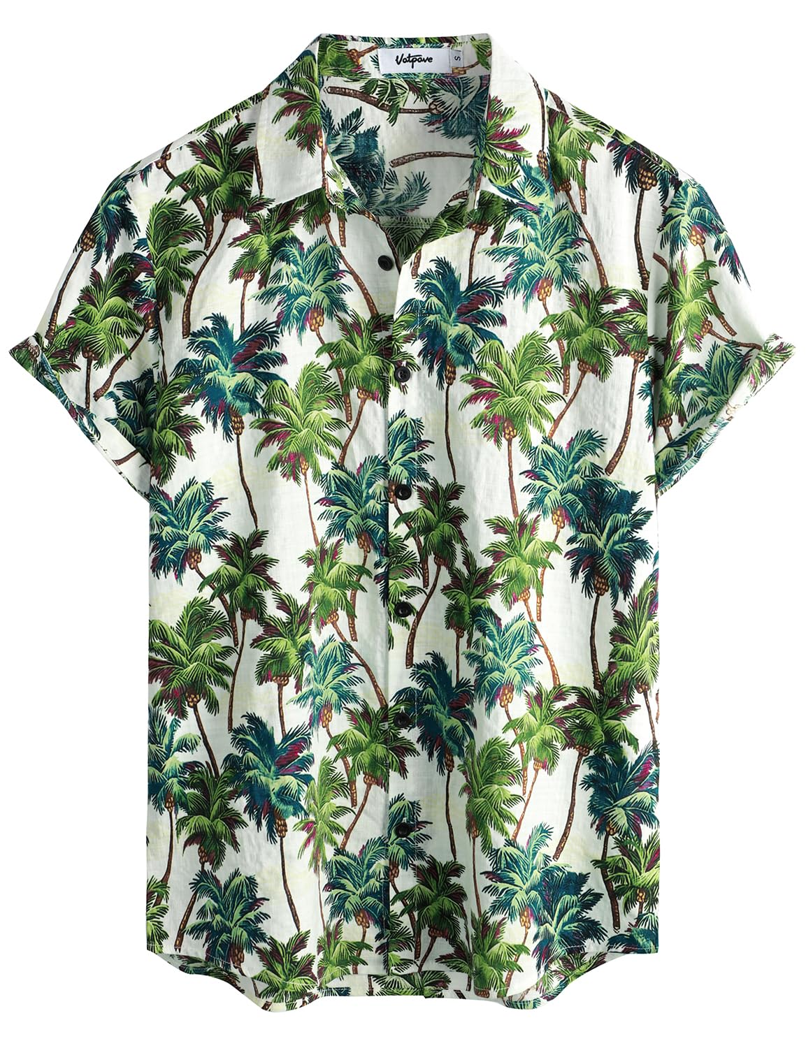 HOTVATPAVE Mens Casual Short Sleeve Button Down Shirts Regular Fit Hawaiian Summer Shirt