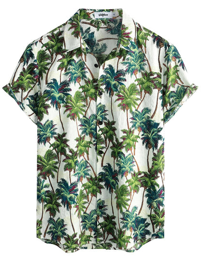 HOTVATPAVE Mens Casual Short Sleeve Button Down Shirts Regular Fit Hawaiian Summer Shirt