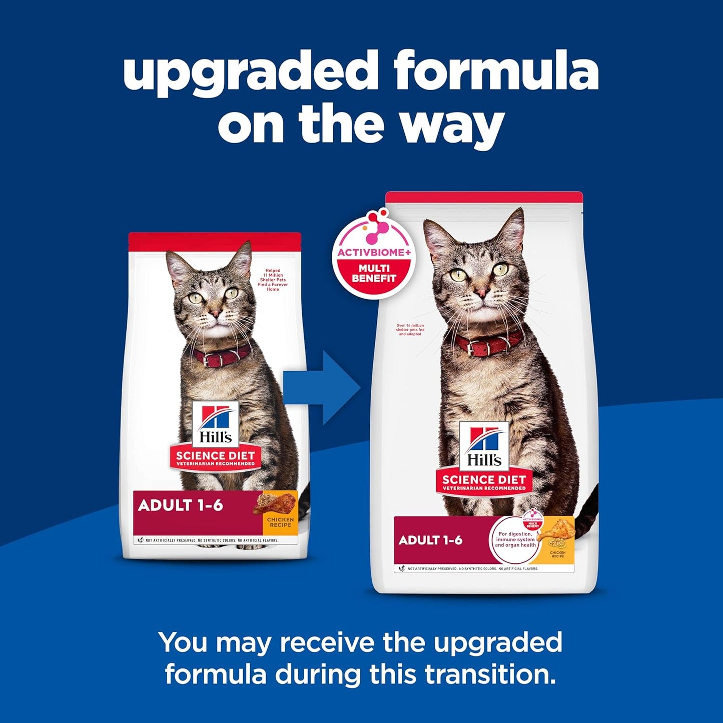 HOTHill's Science Diet Adult 1-6 Dry Cat Food, Chicken, 4 lb. Bag