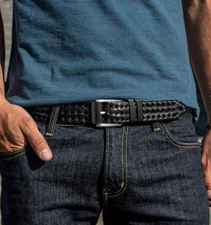 HOTBULLIANT Mens Belts,Leather Woven Braided Belts for Gift Men Casual Jeans Golf